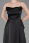 Long Black Satin Prom Gown ABU6130