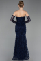 Long Navy Blue Laced Evening Dress ABU6159