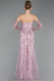 Long Powder Color Laced Evening Dress ABU6159