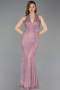 Long Powder Color Beaded Mermaid Prom Dress ABU6165