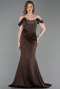 Long Brown Satin Mermaid Prom Dress ABU6166