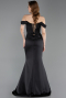 Long Black Satin Mermaid Prom Dress ABU6166