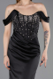 Long Black Satin Mermaid Prom Dress ABU6166