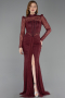 Long Burgundy Dantelle Evening Gown ABU6169