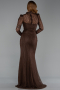 Long Brown Dantelle Evening Gown ABU6169