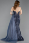 Long Anthracite Scaly Evening Dress ABU6173