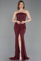 Long Burgundy Dantelle Evening Gown ABU6169