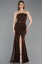 Long Brown Dantelle Evening Gown ABU6169