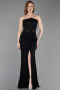 Long Black Dantelle Evening Gown ABU6169