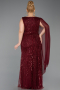 Long Burgundy Beaded Plus Size Evening Gown ABU6133