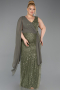 Long Olive Drab Beaded Plus Size Evening Gown ABU6133