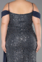 Long Anthracite Scaly Plus Size Evening Gown ABU6134