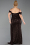 Long Brown Scaly Plus Size Evening Gown ABU6134
