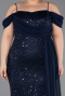 Long Navy Blue Scaly Plus Size Evening Gown ABU6134