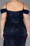 Long Navy Blue Scaly Plus Size Evening Gown ABU6134