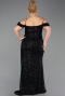Long Black Scaly Plus Size Evening Gown ABU6134