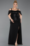 Long Black Chiffon Plus Size Evening Dress ABU6184