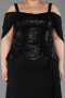 Long Black Chiffon Plus Size Evening Dress ABU6184
