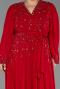 Red Long Chiffon Plus Size Evening Dress ABU3075