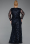 Long Navy Blue Scaly Formal Plus Size Dress ABU5937