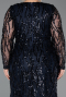 Long Navy Blue Scaly Formal Plus Size Dress ABU5937
