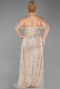Gold Long Scaly Plus Size Engagement Dress ABU3579