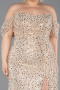 Gold Long Scaly Plus Size Engagement Dress ABU3579