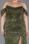 Olive Drab Long Scaly Plus Size Engagement Dress ABU3579