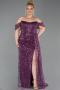 Plum Long Scaly Plus Size Engagement Dress ABU3579