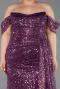 Plum Long Scaly Plus Size Engagement Dress ABU3579