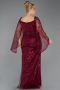 Burgundy Long Beaded Plus Size Evening Gown ABU5067