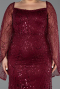 Burgundy Long Beaded Plus Size Evening Gown ABU5067