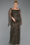 Olive Drab Long Beaded Plus Size Evening Gown ABU5067