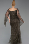 Olive Drab Long Beaded Plus Size Evening Gown ABU5067