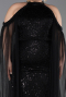 Long Black Beaded Plus Size Evening Dress ABU6118