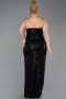 Long Black Beaded Plus Size Evening Dress ABU5989