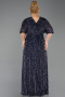 Navy Blue Long Scaly Plus Size Evening Gown ABU5846