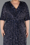 Navy Blue Long Scaly Plus Size Evening Gown ABU5846