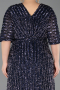 Navy Blue Long Scaly Plus Size Evening Gown ABU5846