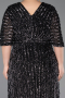 Black-Silver Long Scaly Plus Size Evening Gown ABU5846
