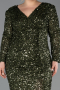 Long Olive Drab Scaly Plus Size Evening Dress ABU6074
