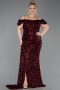 Long Burgundy Plus Size Evening Gown ABU5232