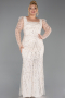 Beige Long Beaded Plus Size Engagement Dress ABU4761