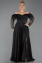 Long Black Satin Formal Plus Size Dress ABU5261