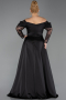 Long Black Satin Formal Plus Size Dress ABU5261