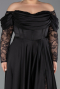 Long Black Satin Formal Plus Size Dress ABU5261