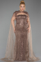 Long Copper Beaded Plus Size Evening Dress ABU6162