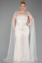 Long Beige Beaded Plus Size Evening Dress ABU6162