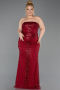 Long Burgundy Beaded Plus Size Evening Dress ABU6162