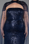 Long Navy Blue Beaded Plus Size Evening Dress ABU6162